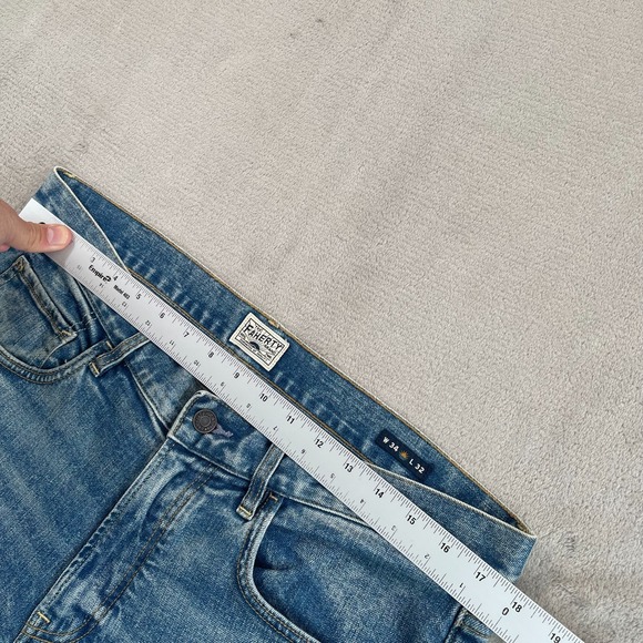 Faherty Blue Slim Straight Jeans Size 34 - would fit 35/36 - Picture 7 of 12